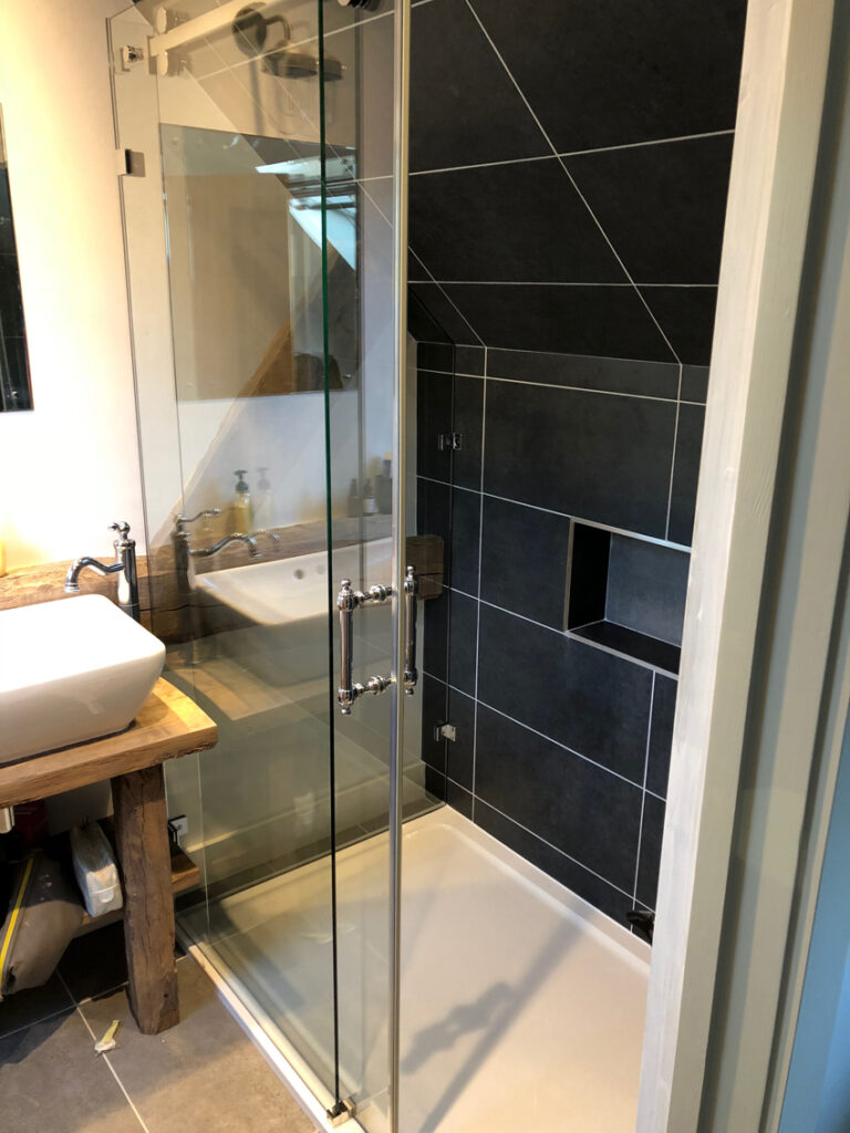 2 sided sliding door shower